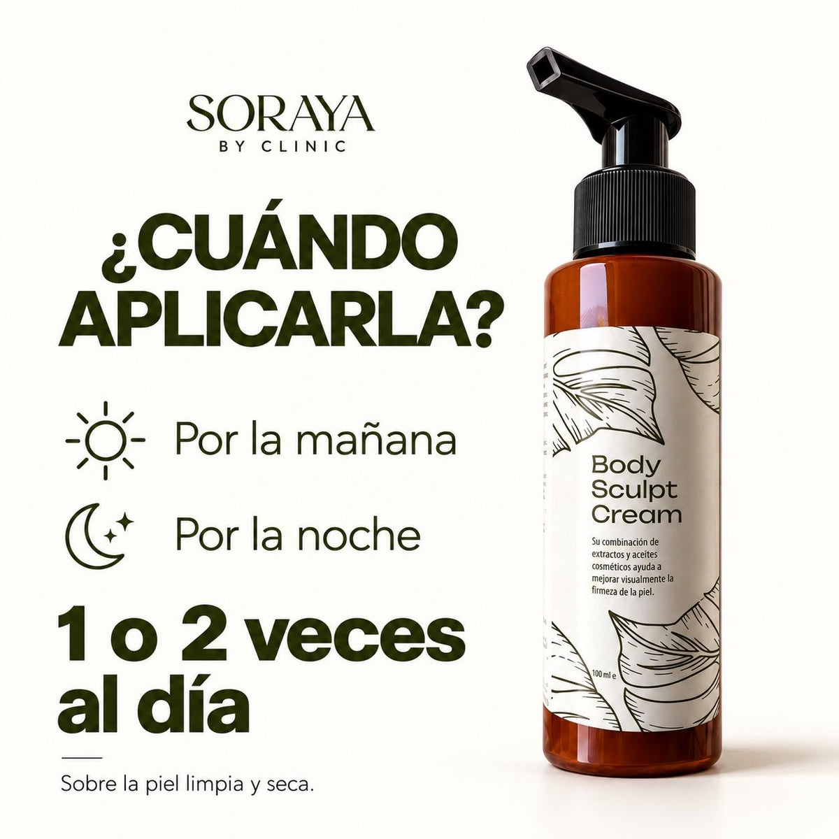 Body Sculpt Cream
- Reafirmante Abdomen  
 Glúteos  
 Muslos  
 Piernas  
 Cintura
