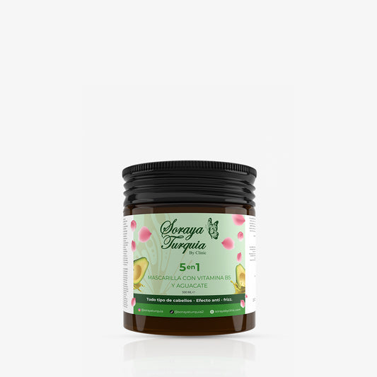 Mascarilla 5 en 1 con Vitamina B5 y Aguacate de Soraya Turquía By Clinic es un tratamiento nutritivo formulado para todo tipo de cabellos.