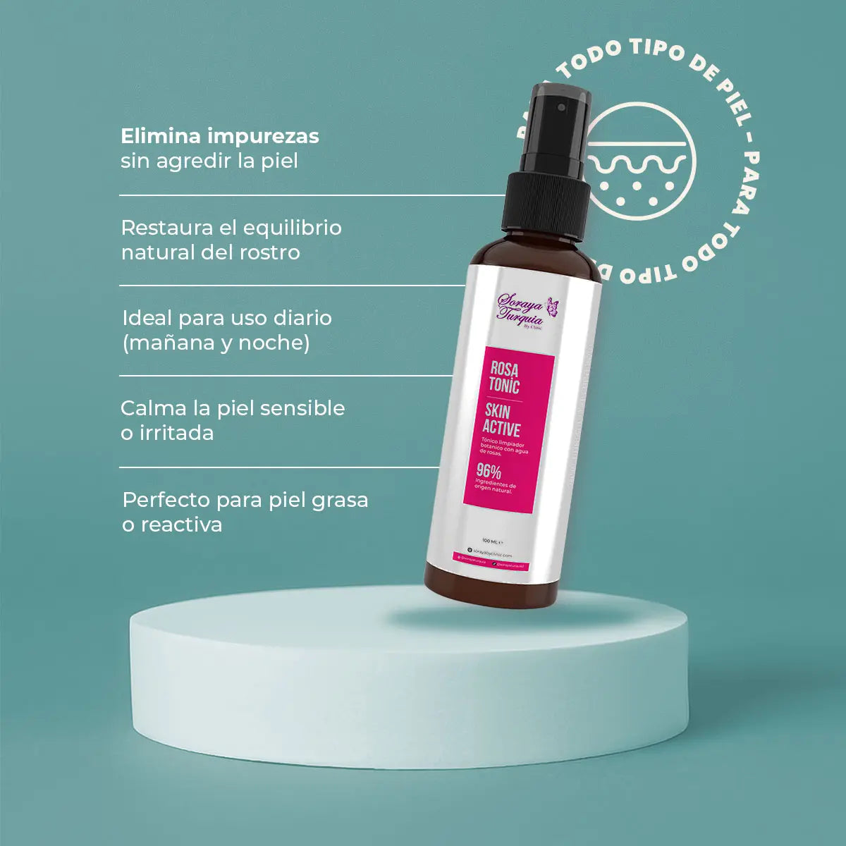 Rosa Tonic ayuda a equilibrar el pH y refrescar la piel, Soraya by Clinic