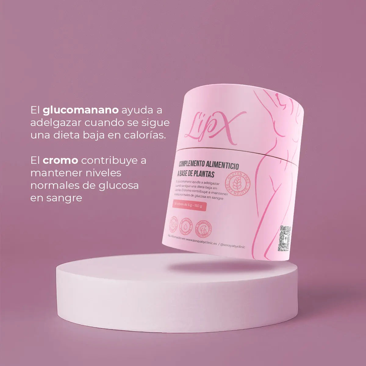 LipX con glucomanano, ayuda a adelgazar siguiendo una dieta baja en calorías, Soraya by Clinic